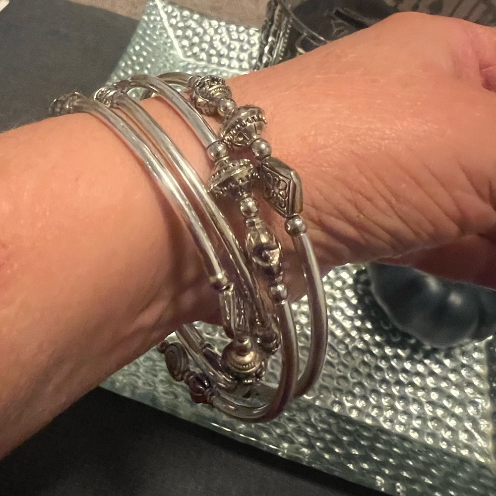 Silver Spiral Bangle Bracelets